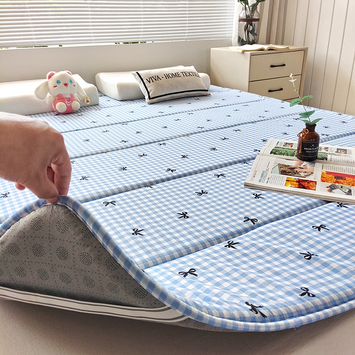 91家纺网 家纺一手货源 找家纺 玉清坊 2025新款水洗棉新疆棉花床垫 蝴蝶-蓝