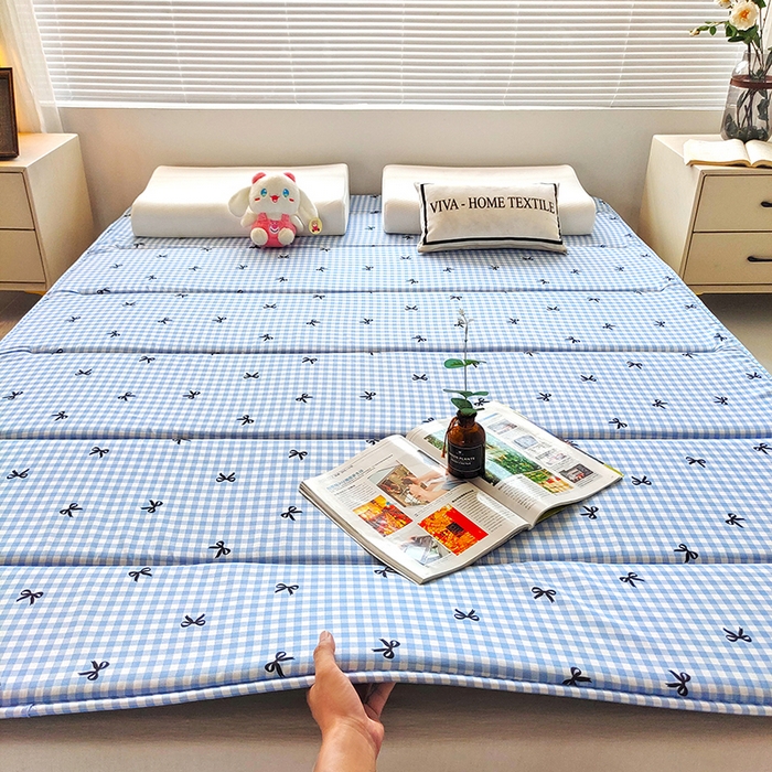 91家纺网 家纺一手货源 找家纺 玉清坊 2025新款水洗棉新疆棉花床垫 蝴蝶-蓝