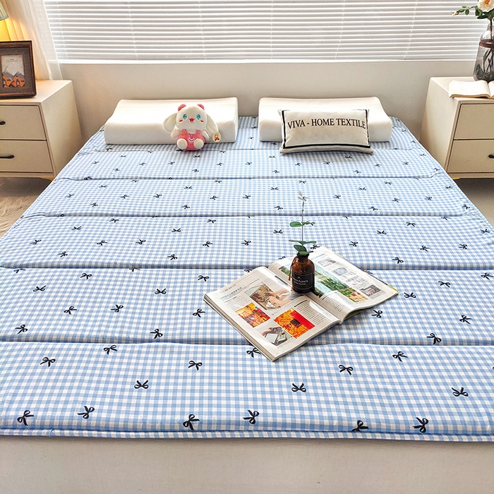 91家纺网 家纺一手货源 找家纺 玉清坊 2025新款水洗棉新疆棉花床垫 蝴蝶-蓝