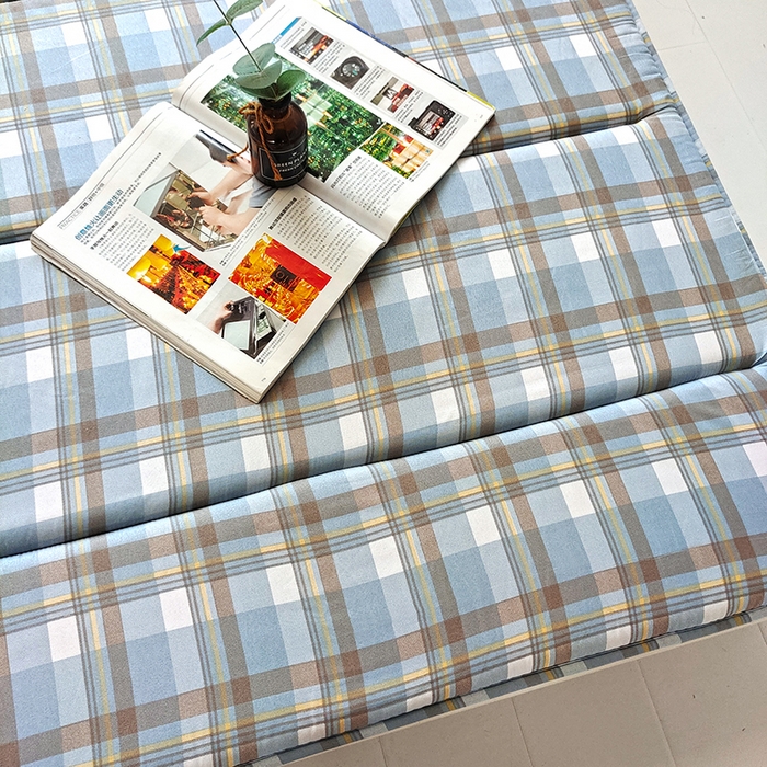 91家纺网 家纺一手货源 找家纺 玉清坊 2025新款水洗棉新疆棉花床垫 雅致格-蓝