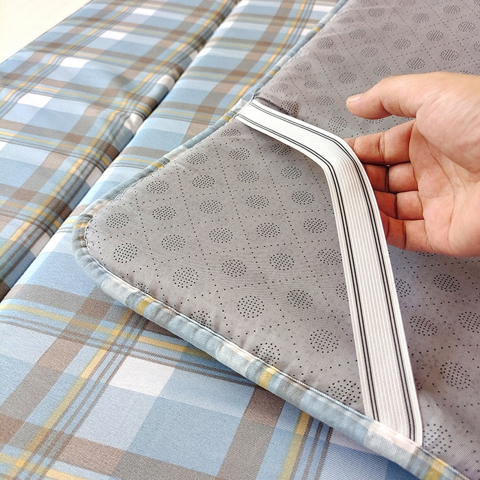 91家纺网 家纺一手货源 找家纺 玉清坊 2025新款水洗棉新疆棉花床垫 雅致格-蓝