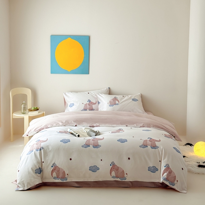 91家纺网 家纺一手货源 找家纺 窝米 2025新款全棉纯棉火山磨毛卡通系列四件套-第一组 向云端