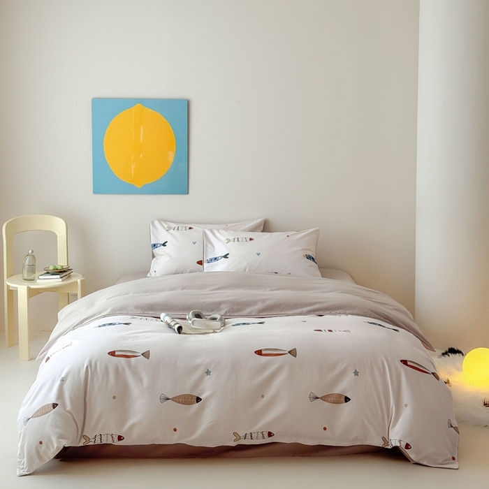 窝米 2025新款全棉纯棉火山磨毛卡通系列四件套-第一组 渔趣