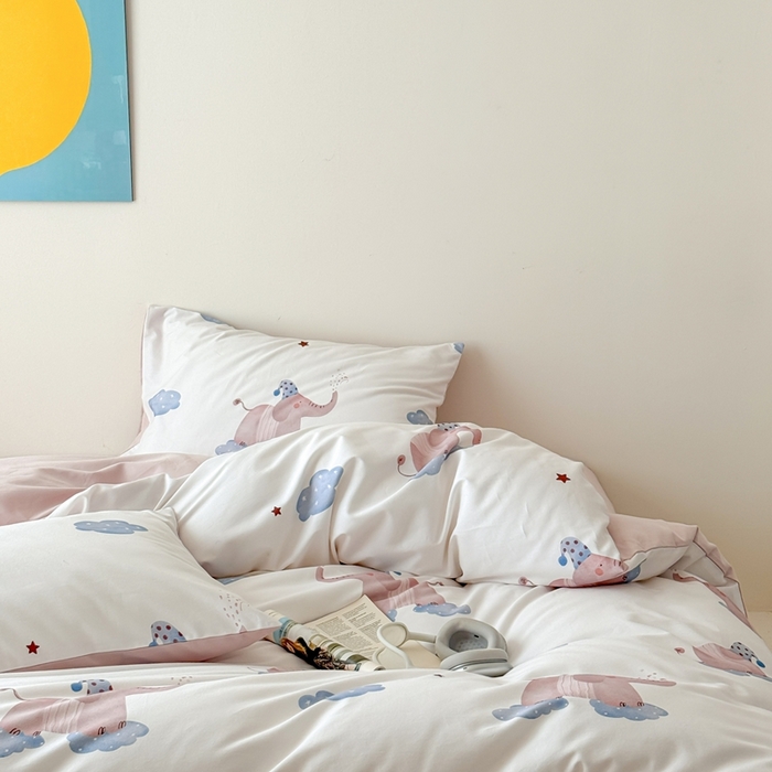 91家纺网 家纺一手货源 找家纺 窝米 2025新款全棉纯棉火山磨毛卡通系列四件套-第一组 向云端