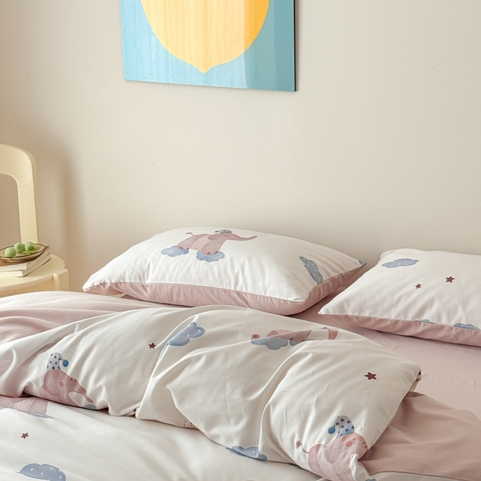 91家纺网 家纺一手货源 找家纺 窝米 2025新款全棉纯棉火山磨毛卡通系列四件套-第一组 向云端