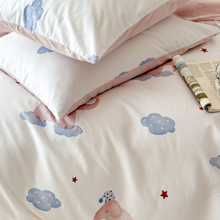 91家纺网 家纺一手货源 找家纺 窝米 2025新款全棉纯棉火山磨毛卡通系列四件套-第一组 向云端