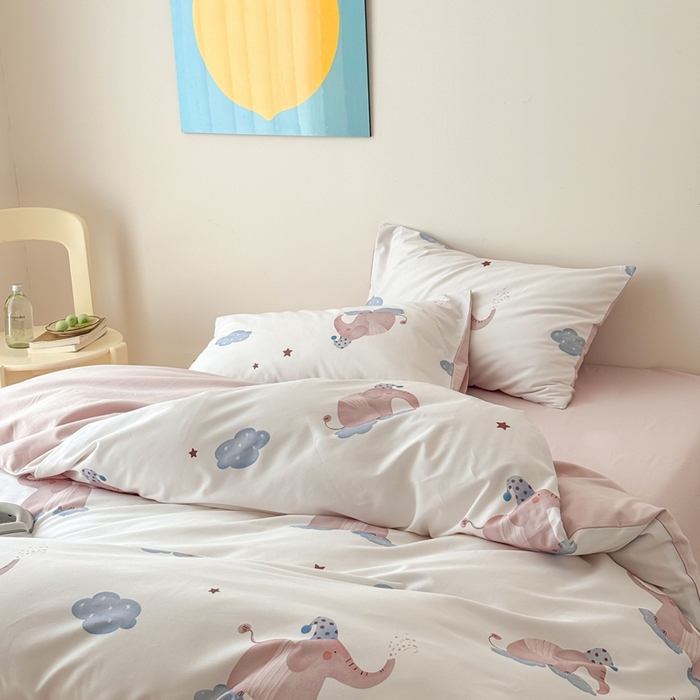 91家纺网 家纺一手货源 找家纺 窝米 2025新款全棉纯棉火山磨毛卡通系列四件套-第一组 向云端