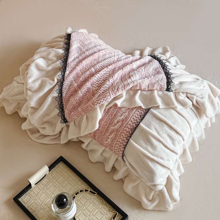 91家纺网 家纺一手货源 找家纺 （总）极简 2025新款立体雕花牛奶绒荷叶边四件套