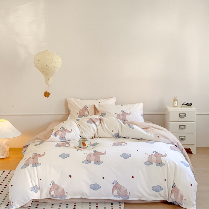 窝米 2025新款全棉纯棉火山磨毛卡通系列四件套-第二组 向云端