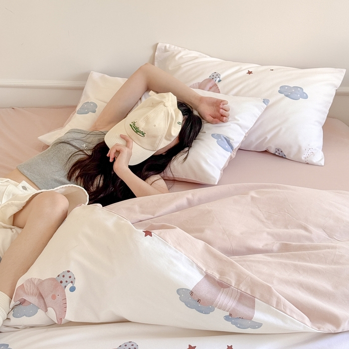 91家纺网 家纺一手货源 找家纺 窝米 2025新款全棉纯棉火山磨毛卡通系列四件套-第二组 向云端