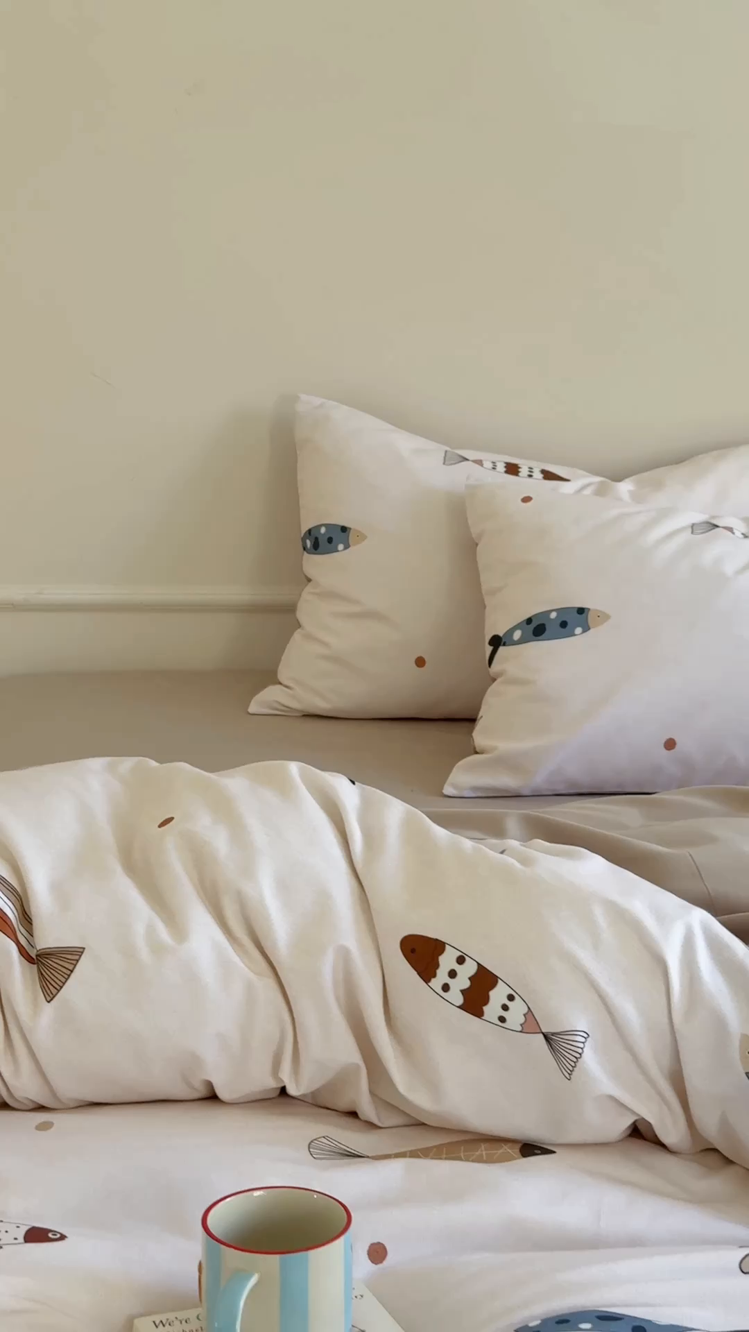 91家纺网 家纺一手货源 找家纺 窝米 2025新款全棉纯棉火山磨毛卡通系列四件套-第二组 渔趣