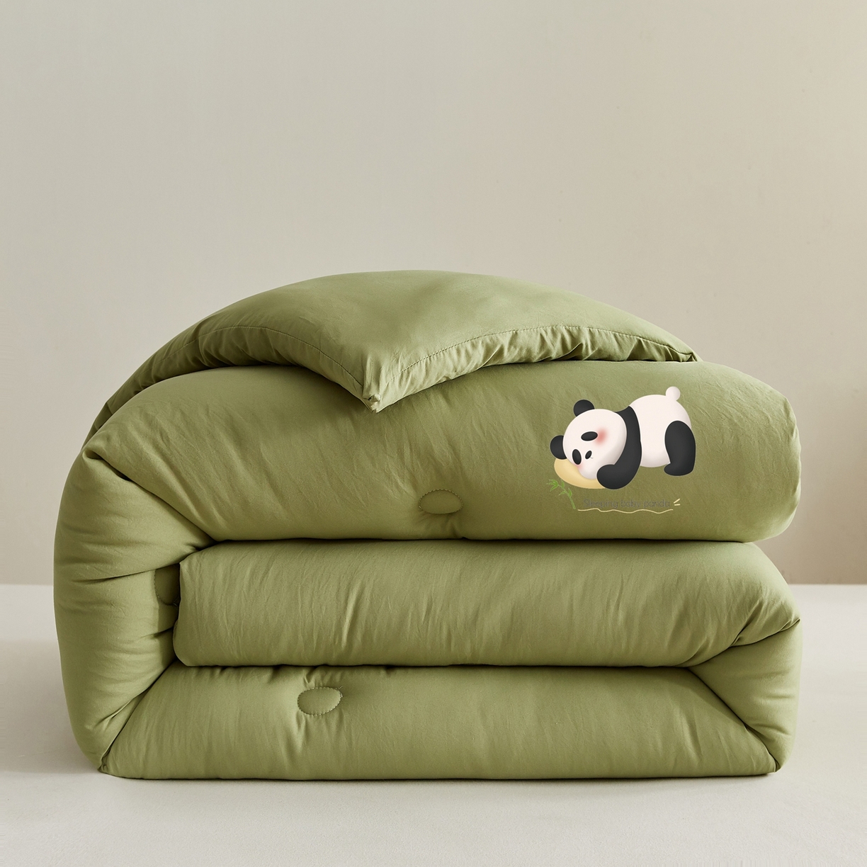 91家纺网 家纺一手货源 找家纺 湘之帛 2025新款A类云朵棉超柔抗菌冬被被子被芯 熊猫肚肚被-庆绿