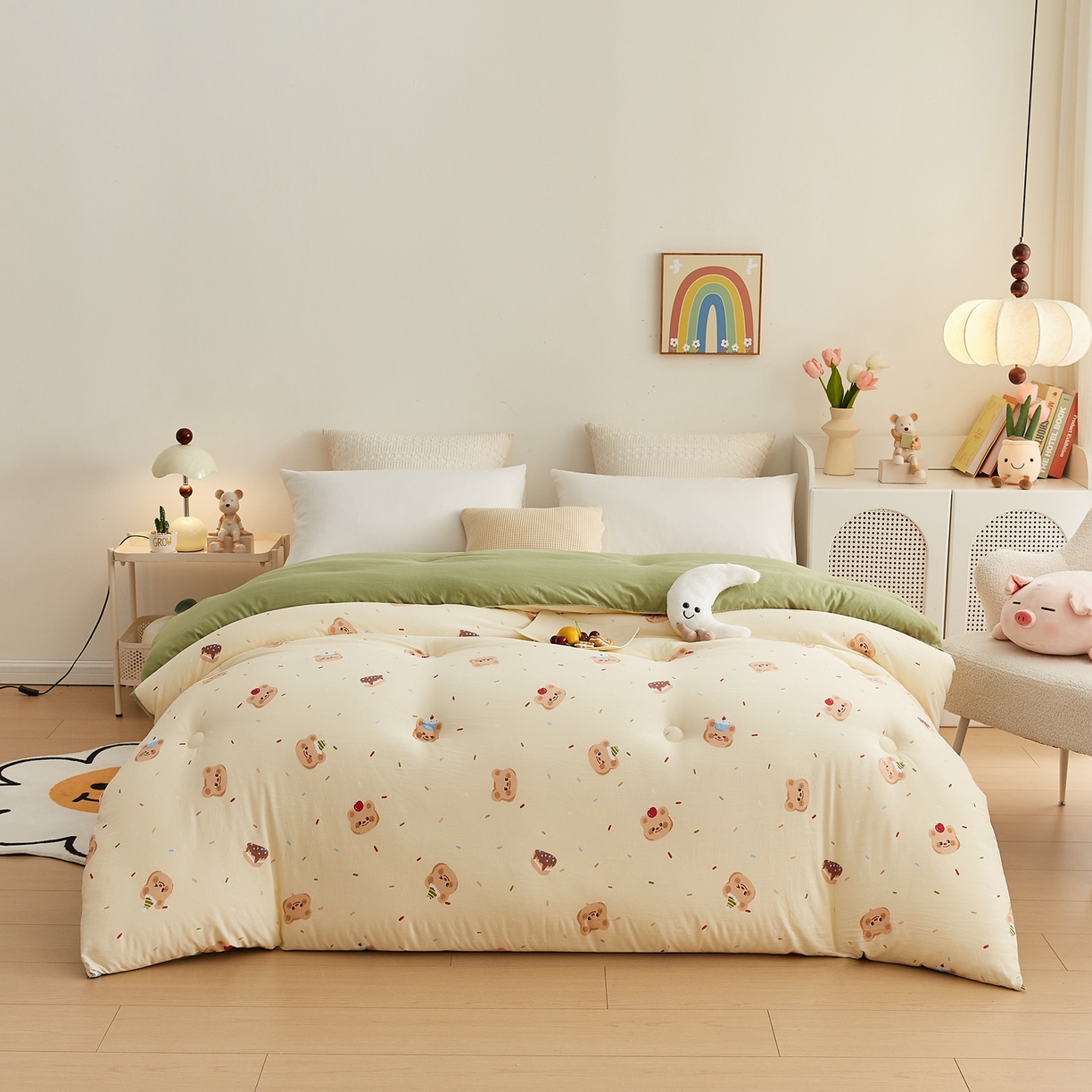 91家纺网 家纺一手货源 找家纺 湘之帛 2025新款A类云朵棉超柔抗菌冬被被子被芯 蛋糕熊熊