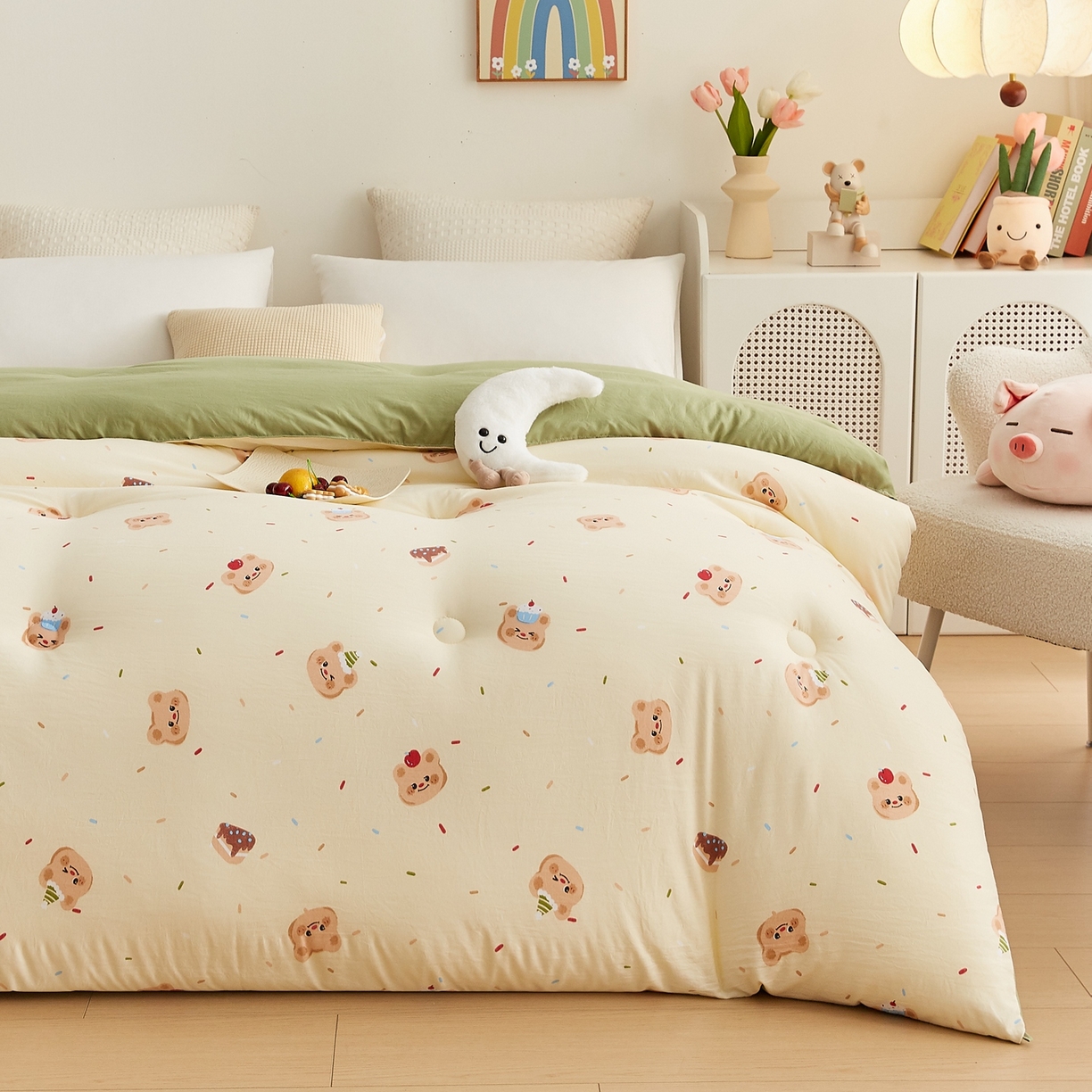 91家纺网 家纺一手货源 找家纺 湘之帛 2025新款A类云朵棉超柔抗菌冬被被子被芯 蛋糕熊熊