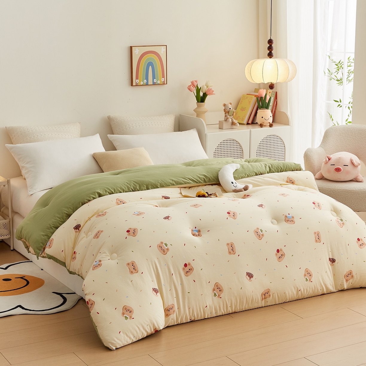 91家纺网 家纺一手货源 找家纺 湘之帛 2025新款A类云朵棉超柔抗菌冬被被子被芯 蛋糕熊熊