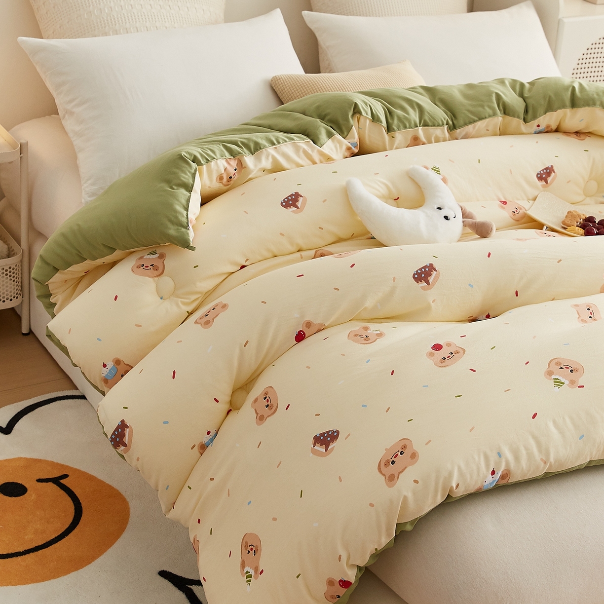 91家纺网 家纺一手货源 找家纺 湘之帛 2025新款A类云朵棉超柔抗菌冬被被子被芯 蛋糕熊熊