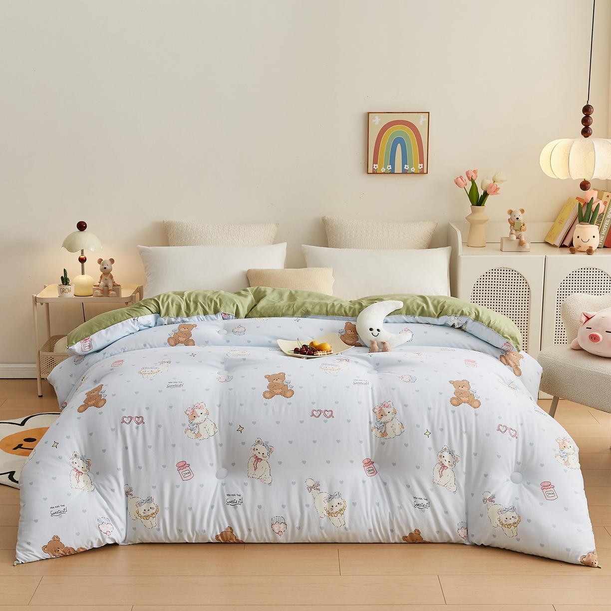 91家纺网 家纺一手货源 找家纺 湘之帛 2025新款A类云朵棉超柔抗菌冬被被子被芯 喵喵愿熊