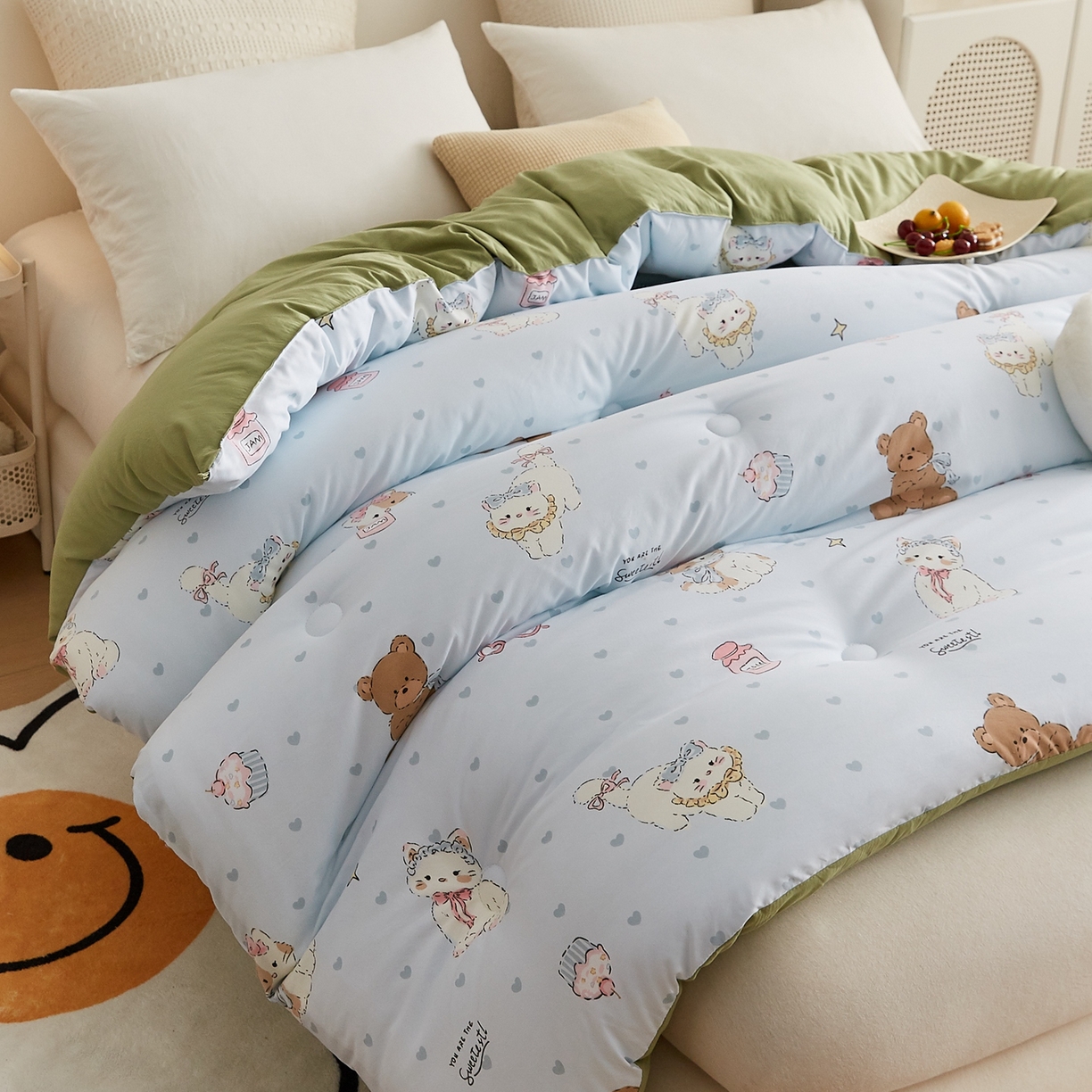 91家纺网 家纺一手货源 找家纺 湘之帛 2025新款A类云朵棉超柔抗菌冬被被子被芯 喵喵愿熊