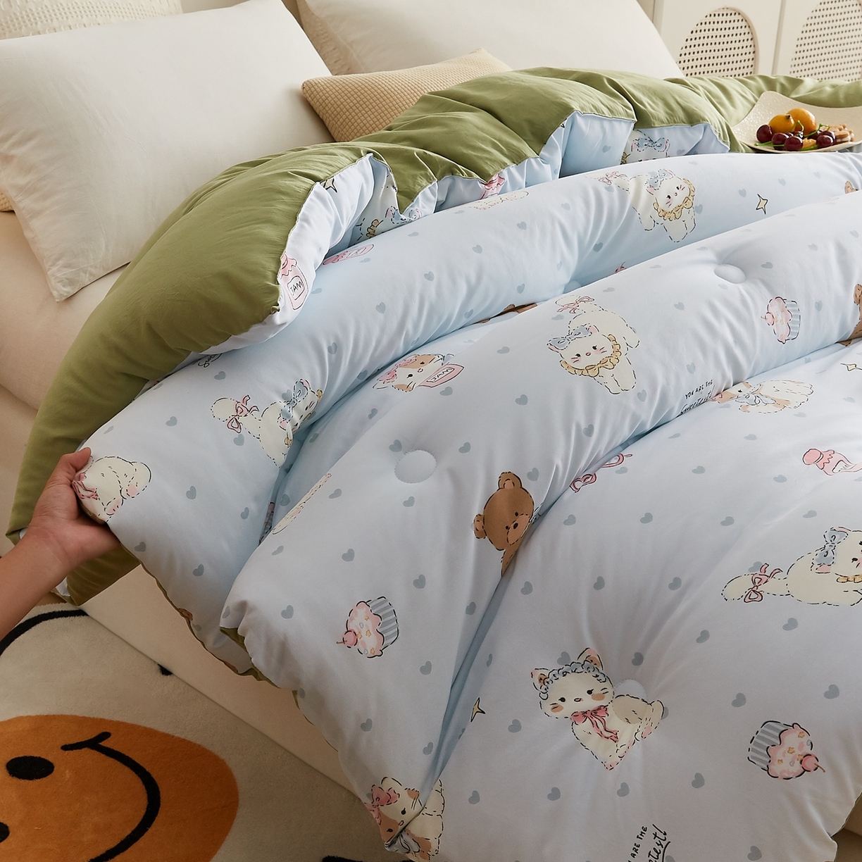 91家纺网 家纺一手货源 找家纺 湘之帛 2025新款A类云朵棉超柔抗菌冬被被子被芯 喵喵愿熊