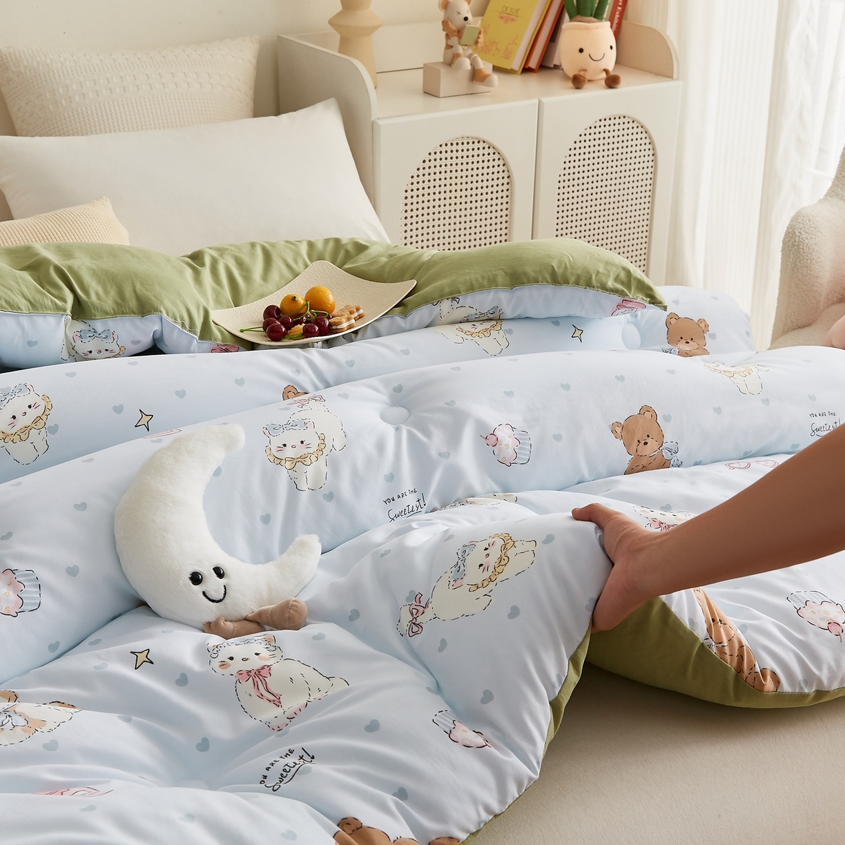 91家纺网 家纺一手货源 找家纺 湘之帛 2025新款A类云朵棉超柔抗菌冬被被子被芯 喵喵愿熊