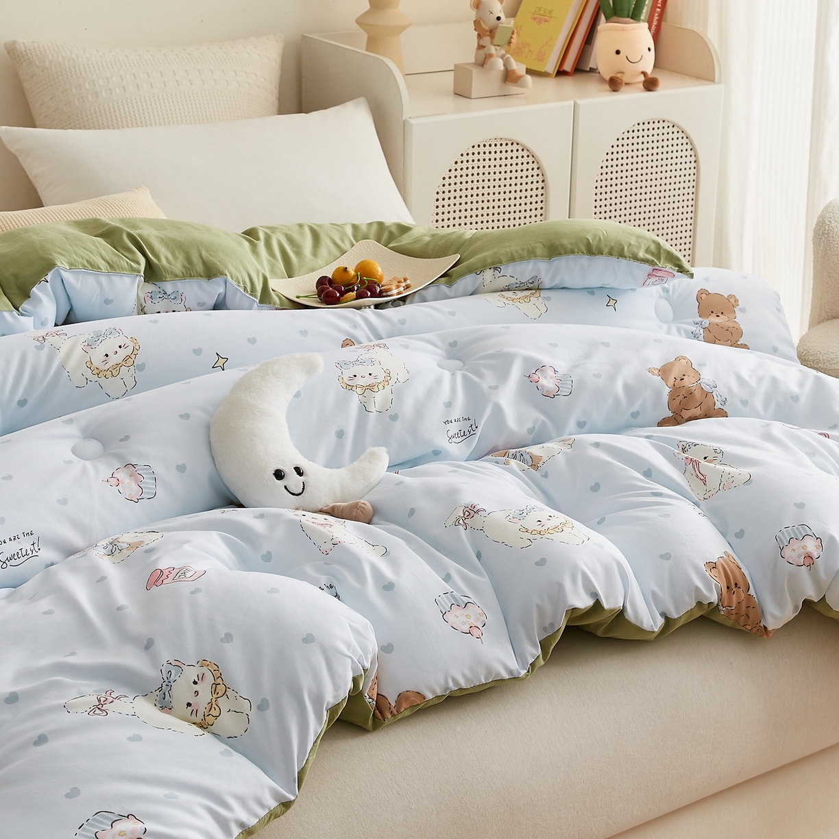 91家纺网 家纺一手货源 找家纺 湘之帛 2025新款A类云朵棉超柔抗菌冬被被子被芯 喵喵愿熊