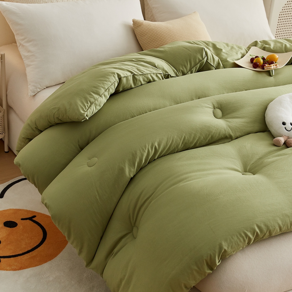 91家纺网 家纺一手货源 找家纺 湘之帛 2025新款A类云朵棉超柔抗菌冬被被子被芯 熊猫肚肚被-庆绿