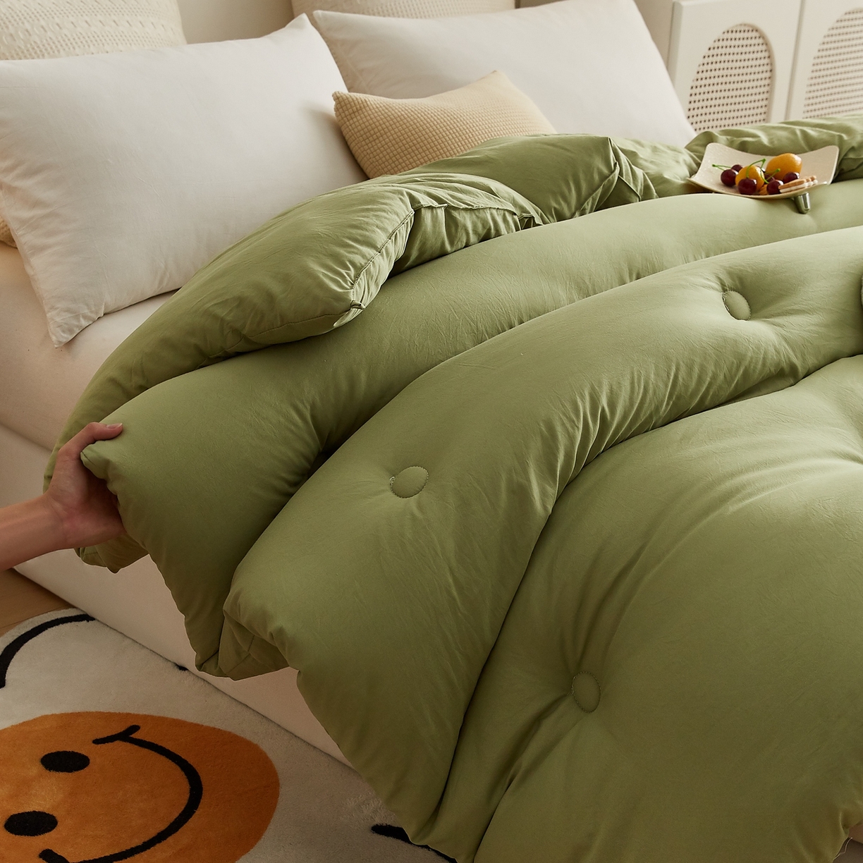 91家纺网 家纺一手货源 找家纺 湘之帛 2025新款A类云朵棉超柔抗菌冬被被子被芯 熊猫肚肚被-庆绿