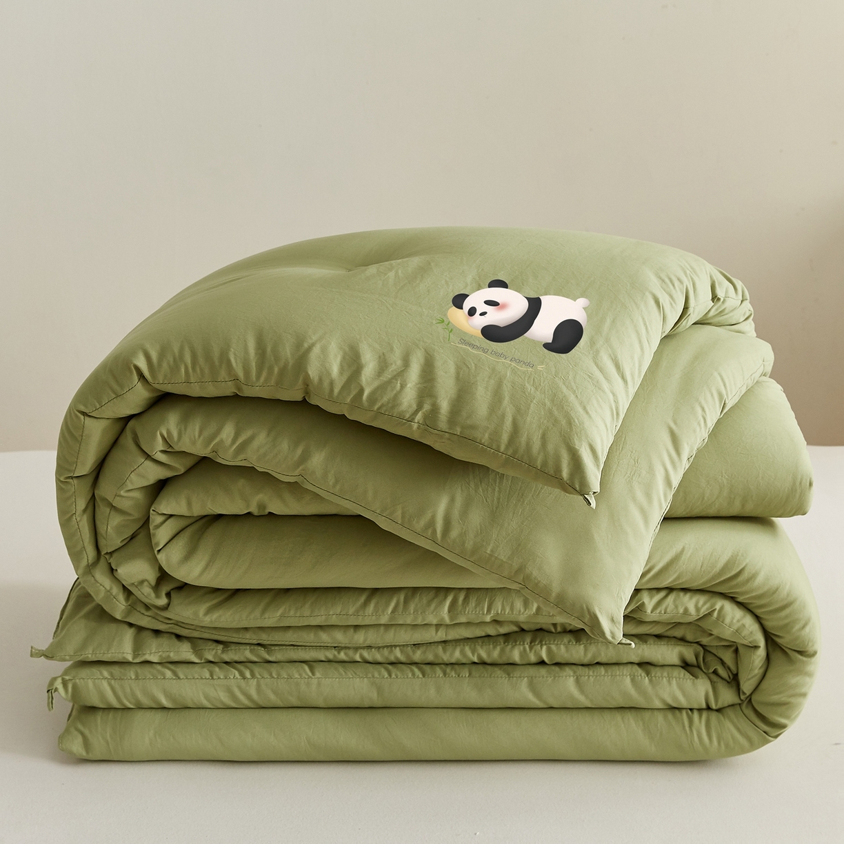 91家纺网 家纺一手货源 找家纺 湘之帛 2025新款A类云朵棉超柔抗菌冬被被子被芯 熊猫肚肚被-庆绿