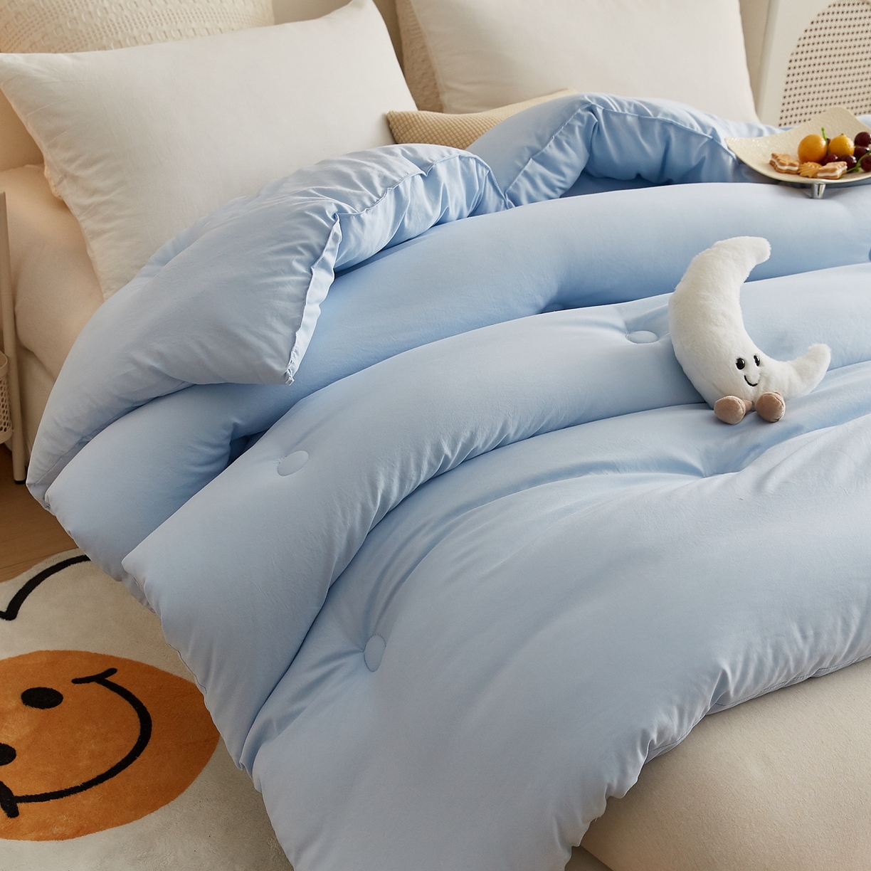 91家纺网 家纺一手货源 找家纺 湘之帛 2025新款A类云朵棉超柔抗菌冬被被子被芯 熊猫肚肚被-许浅蓝