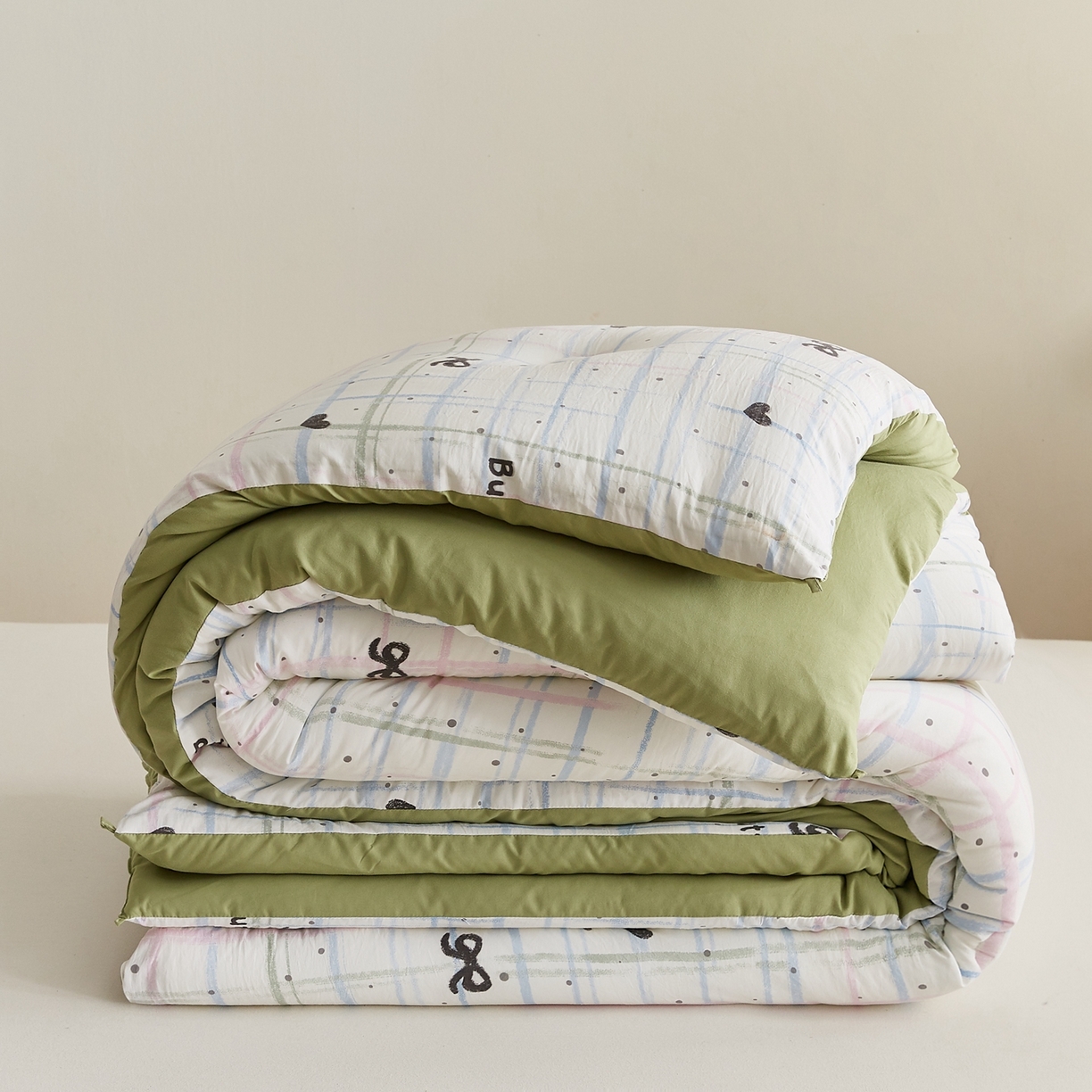 91家纺网 家纺一手货源 找家纺 湘之帛 2025新款A类云朵棉超柔抗菌冬被被子被芯 盐系格绊