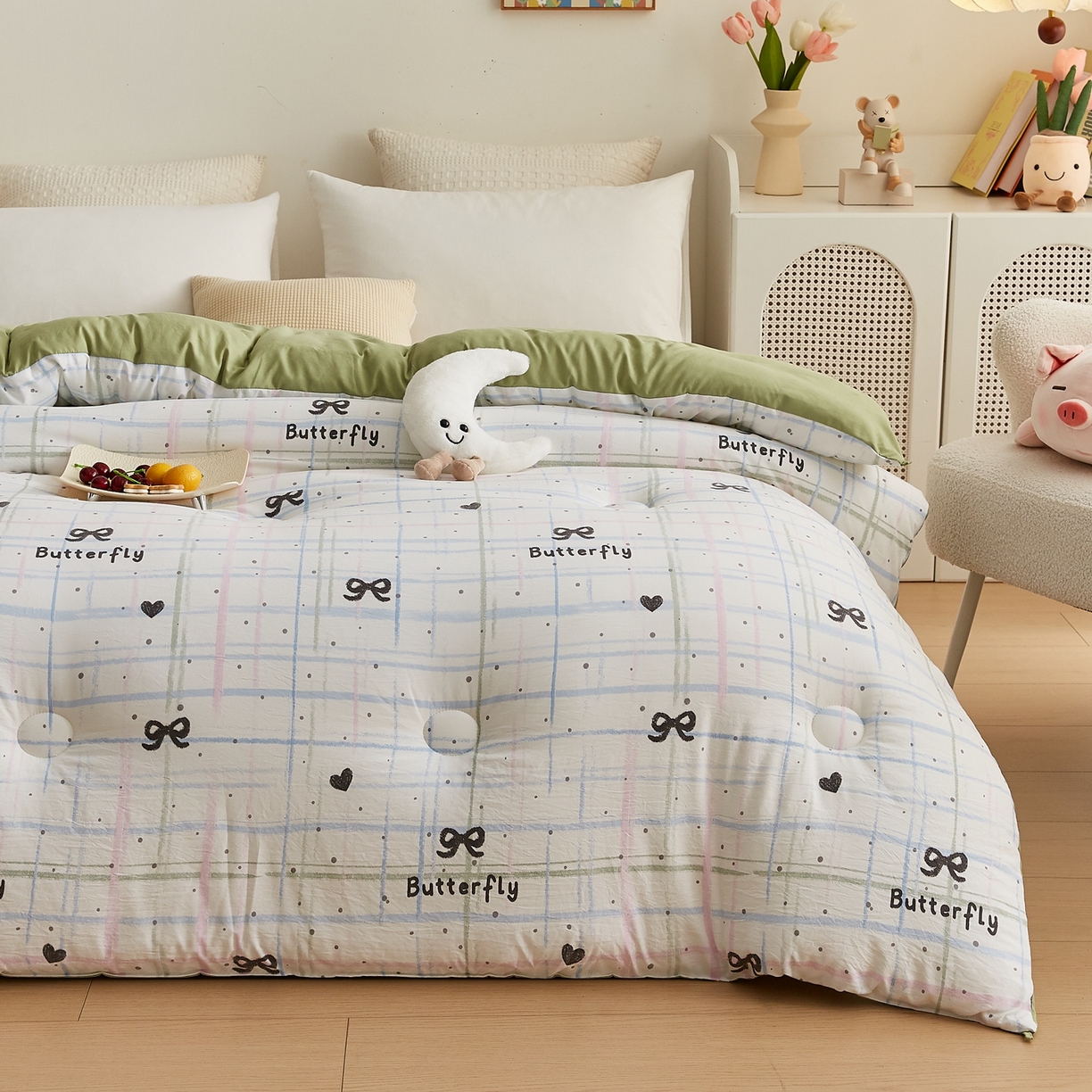 91家纺网 家纺一手货源 找家纺 湘之帛 2025新款A类云朵棉超柔抗菌冬被被子被芯 盐系格绊