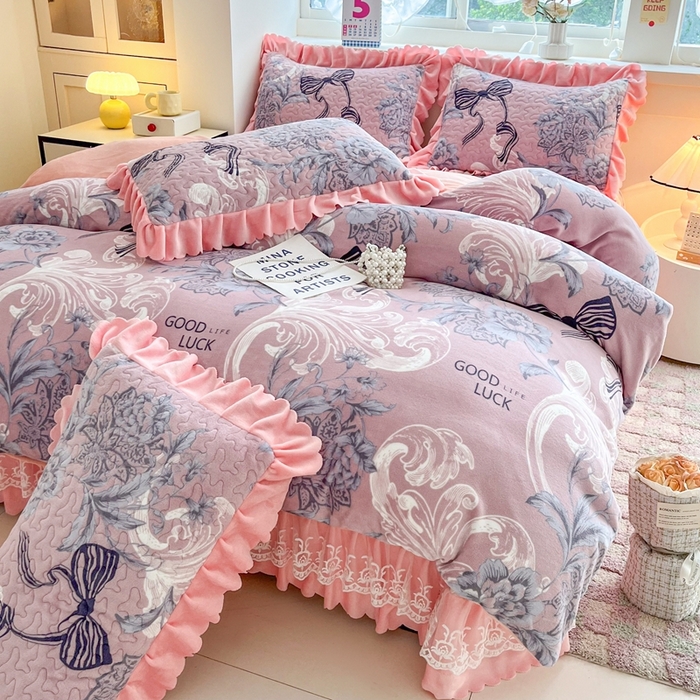 91家纺网 家纺一手货源 找家纺 (总) 铠畅 2025新款加厚牛奶绒床盖四件套