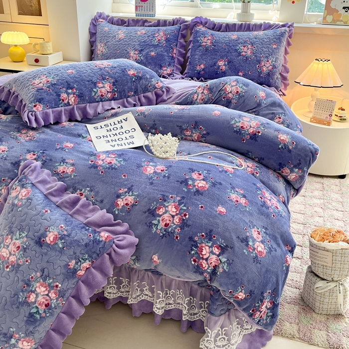 91家纺网 家纺一手货源 找家纺 (总) 铠畅 2025新款加厚牛奶绒床盖四件套