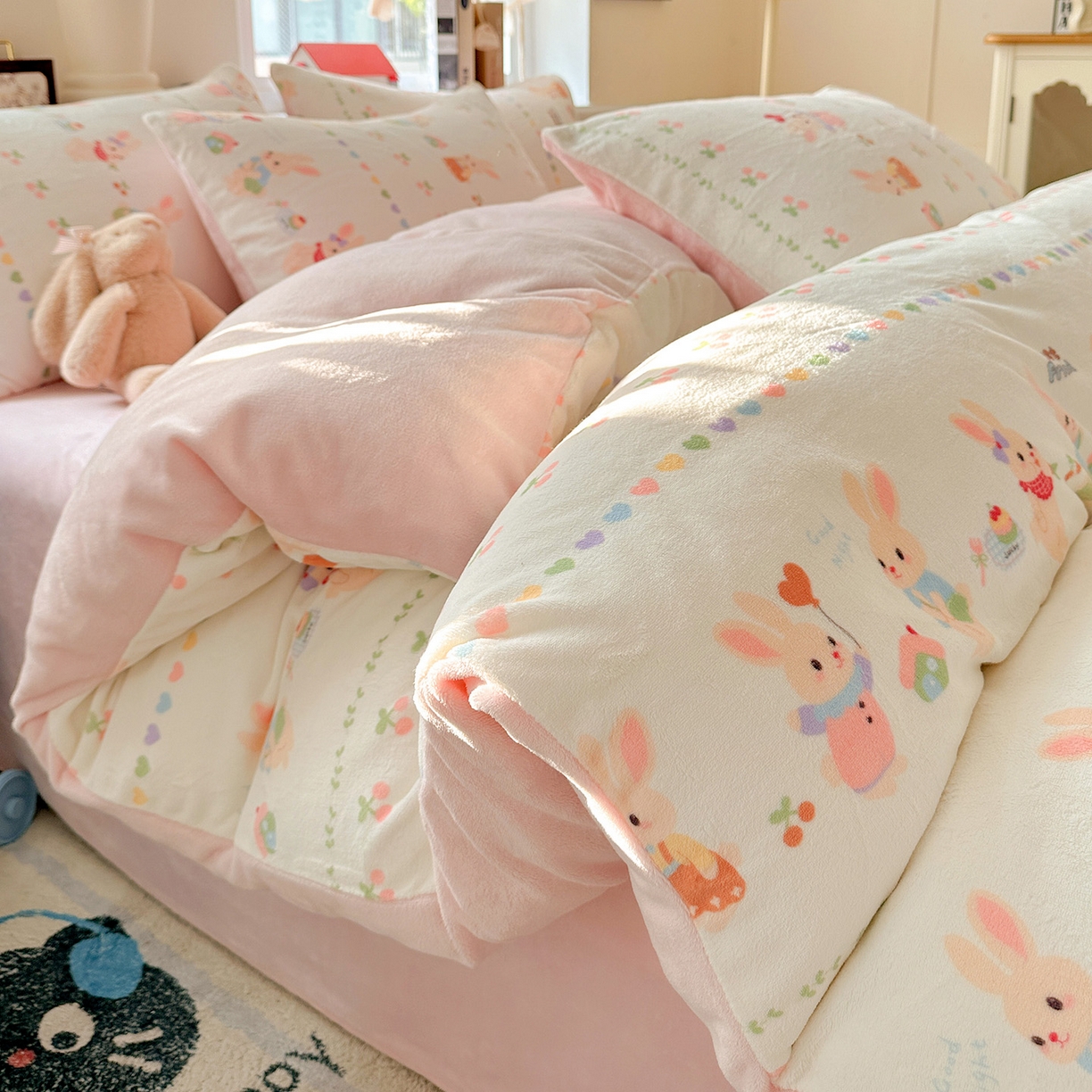 91家纺网 家纺一手货源 找家纺 （总）水木坊 2025新款A加厚牛奶绒印花四件套-含买家秀