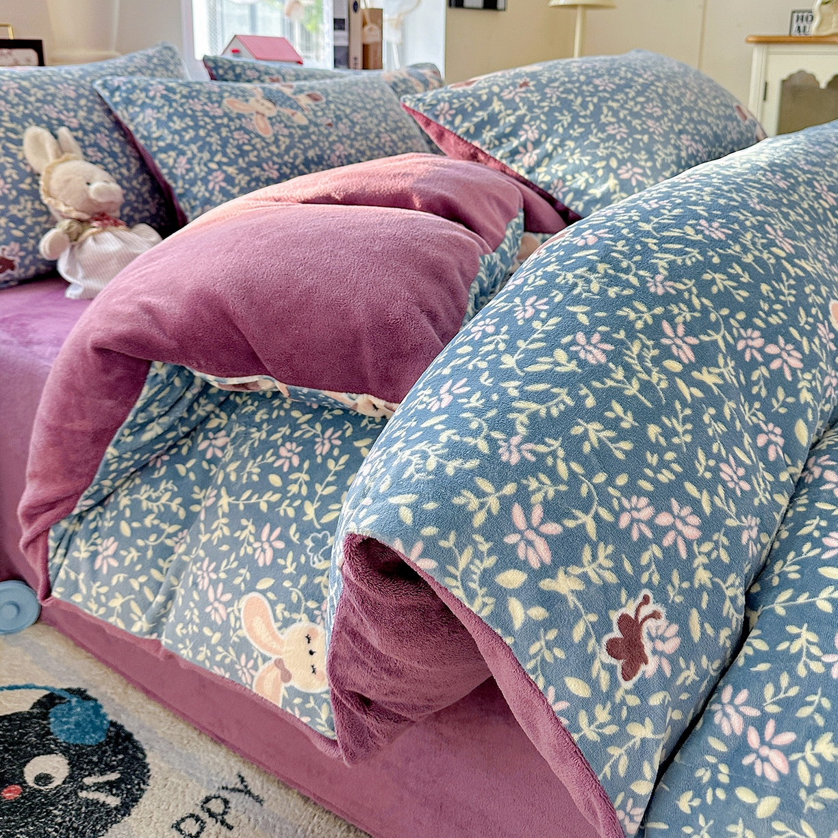 91家纺网 家纺一手货源 找家纺 （总）水木坊 2025新款A加厚牛奶绒印花四件套-含买家秀