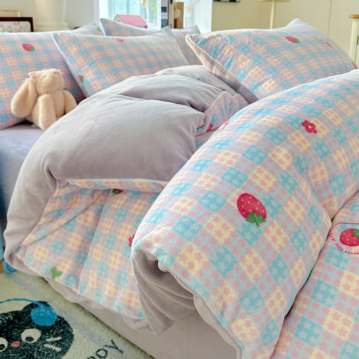 91家纺网 家纺一手货源 找家纺 （总）水木坊 2025新款A加厚牛奶绒印花四件套-含买家秀