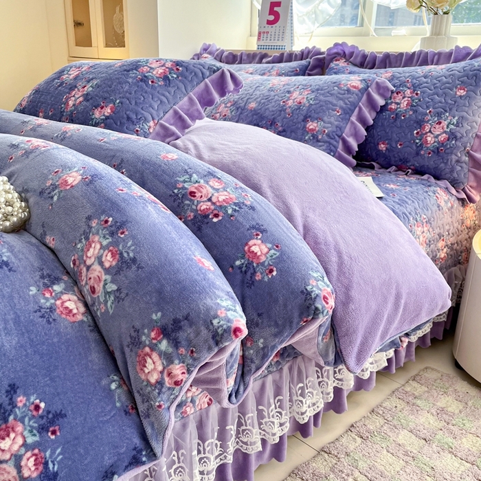 91家纺网 家纺一手货源 找家纺 铠畅 2025新款加厚牛奶绒床盖四件套 罗兰秘境
