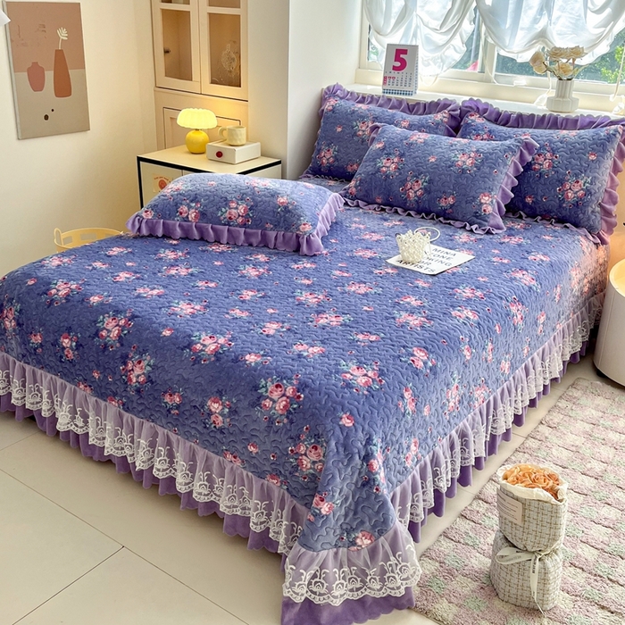 91家纺网 家纺一手货源 找家纺 铠畅 2025新款加厚牛奶绒床盖四件套 罗兰秘境