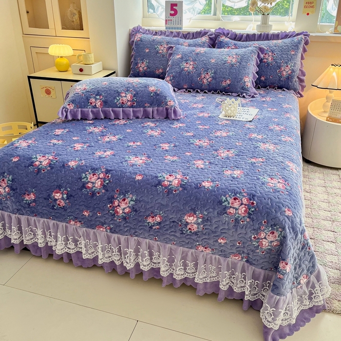 91家纺网 家纺一手货源 找家纺 铠畅 2025新款加厚牛奶绒床盖四件套 罗兰秘境