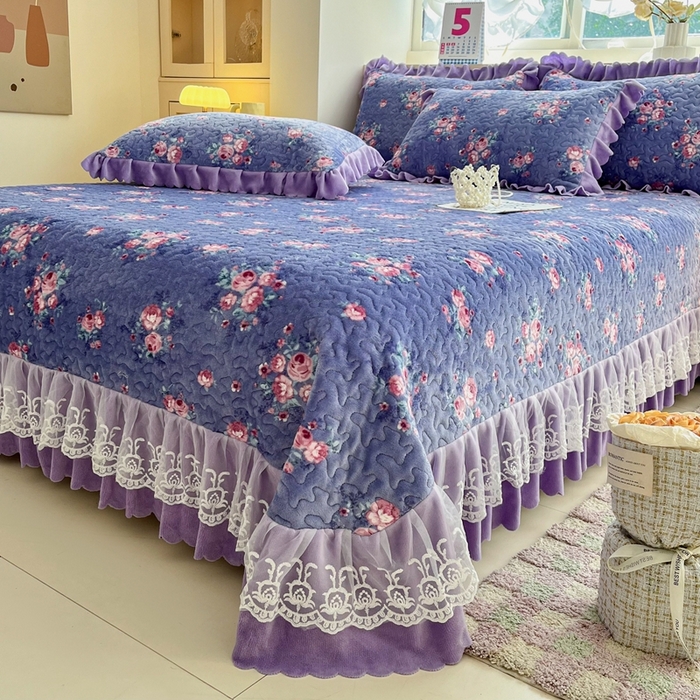 91家纺网 家纺一手货源 找家纺 铠畅 2025新款加厚牛奶绒床盖四件套 罗兰秘境