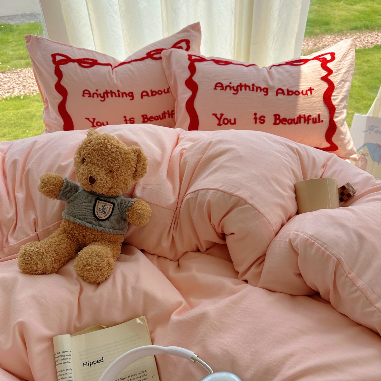 91家纺网 家纺一手货源 找家纺 （总）花伞家居 2025新款毛巾绣水洗棉小红书风四件套（提供买家秀）