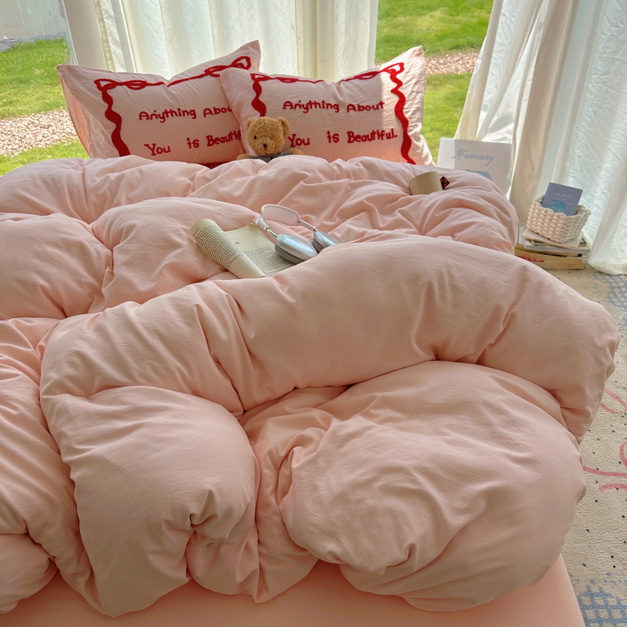 91家纺网 家纺一手货源 找家纺 花伞家居 2025新款毛巾绣水洗棉小红书风四件套（提供买家秀） 公主玉