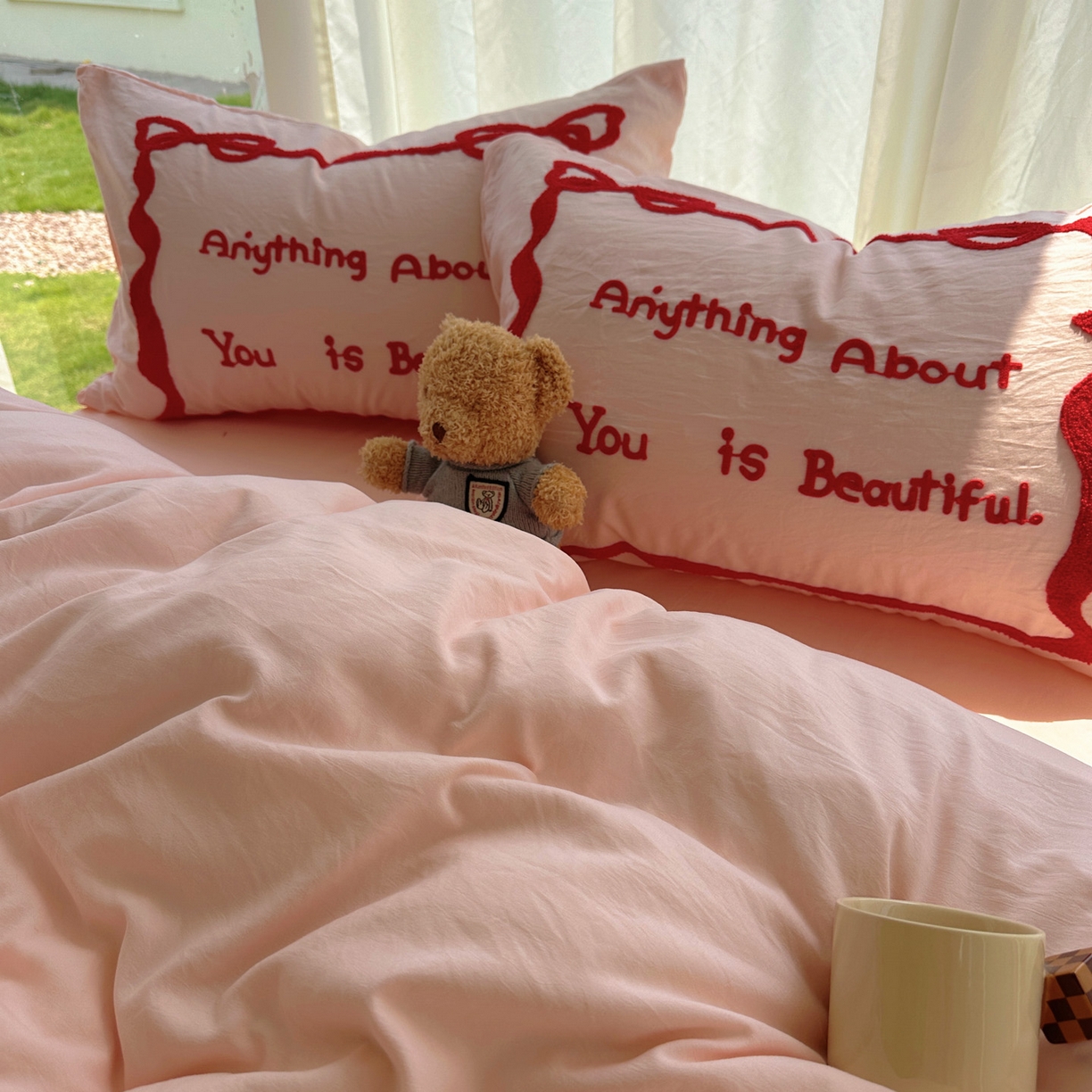 91家纺网 家纺一手货源 找家纺 花伞家居 2025新款毛巾绣水洗棉小红书风四件套（提供买家秀） 公主玉