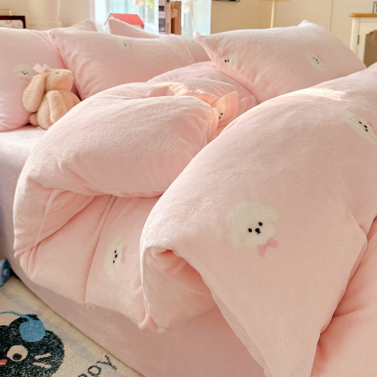 91家纺网 家纺一手货源 找家纺 （总）水木坊 2025新款A加厚牛奶绒印花四件套-含买家秀