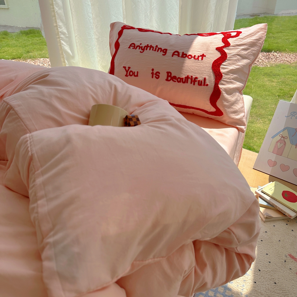 91家纺网 家纺一手货源 找家纺 花伞家居 2025新款毛巾绣水洗棉小红书风四件套（提供买家秀） 公主玉