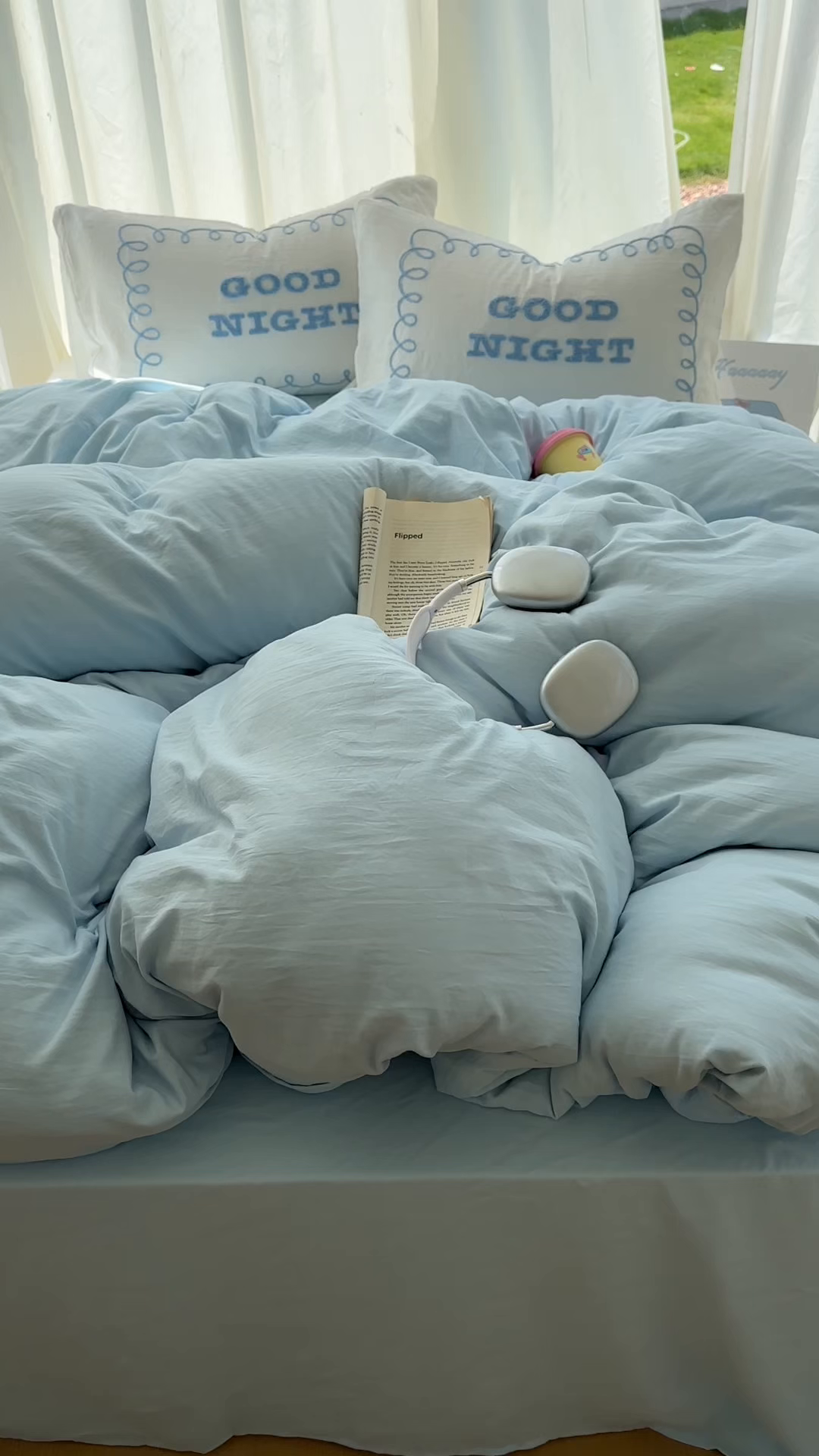 91家纺网 家纺一手货源 找家纺 花伞家居 2025新款毛巾绣水洗棉小红书风四件套（提供买家秀） 晚安蓝