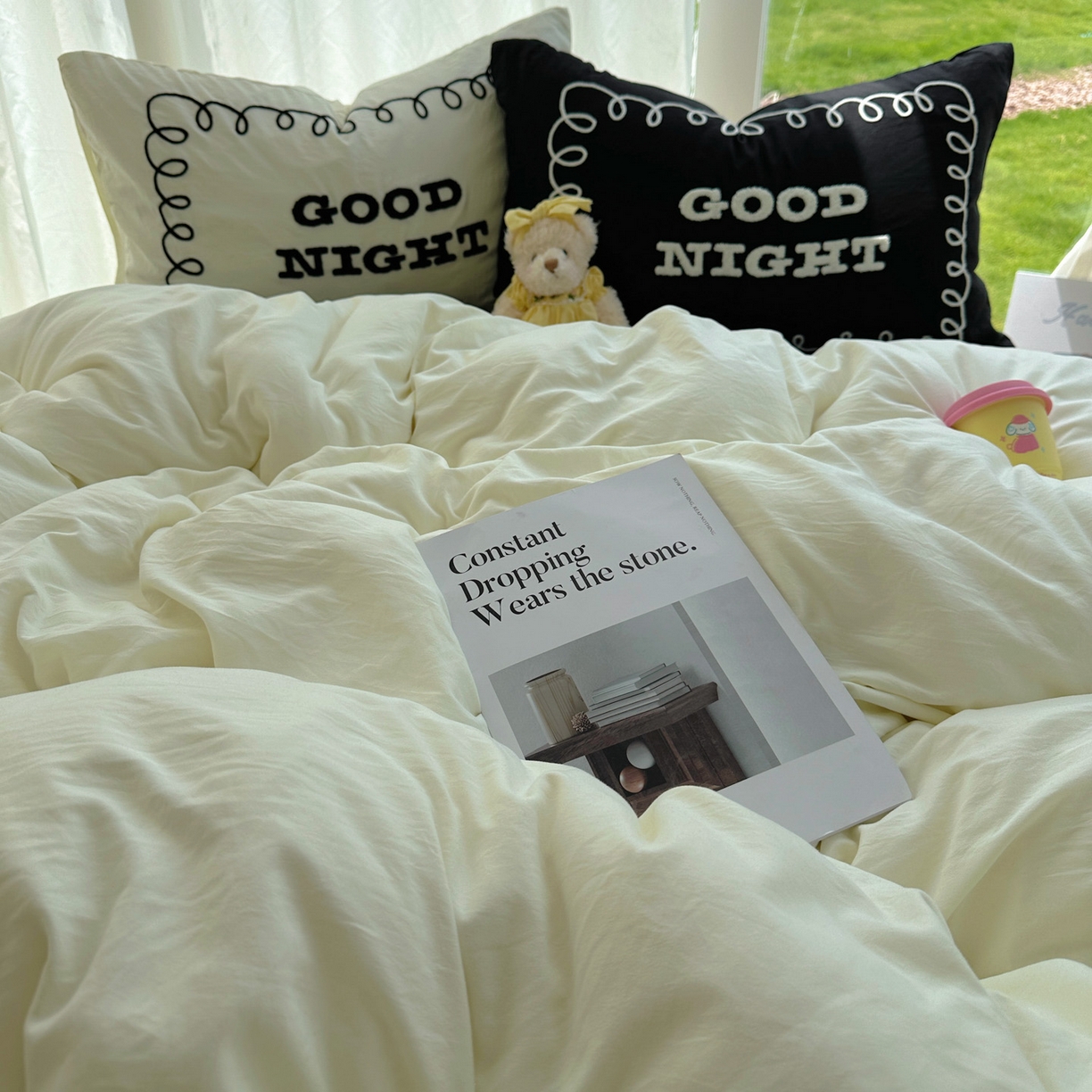 花伞家居 2025新款毛巾绣水洗棉小红书风四件套（提供买家秀） 晚安米黄