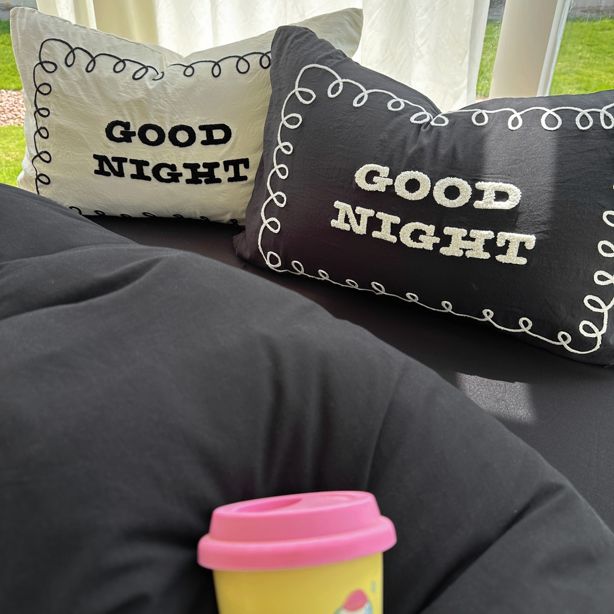 91家纺网 家纺一手货源 找家纺 花伞家居 2025新款毛巾绣水洗棉小红书风四件套（提供买家秀） 晚安米黄