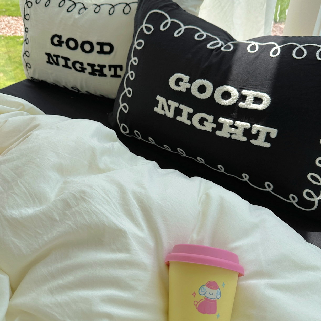 91家纺网 家纺一手货源 找家纺 花伞家居 2025新款毛巾绣水洗棉小红书风四件套（提供买家秀） 晚安米黄