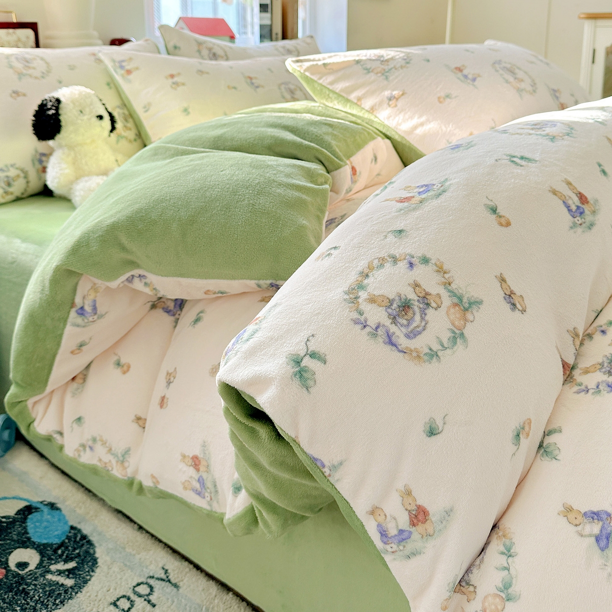 91家纺网 家纺一手货源 找家纺 （总）水木坊 2025新款A加厚牛奶绒印花四件套-含买家秀